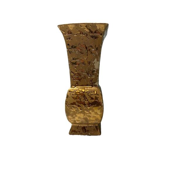 24 KT Gold 9” Tall Weeping Vase Made In USA Elegant Home Decor Entry Way Gift - Picture 2 of 13